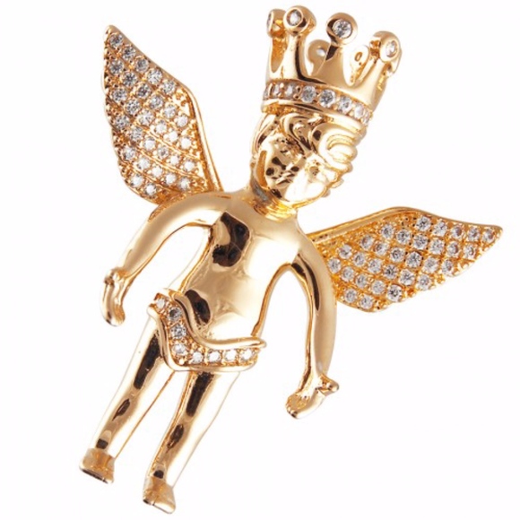 Micro Pave Angel w/ Jeweled Wings Pendant. - Picture 1 of 1